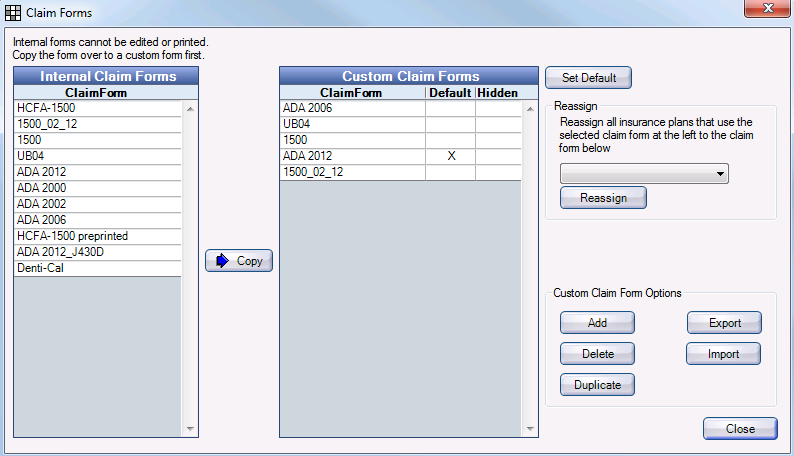 open dental software manual printed claim form setup ada claim form