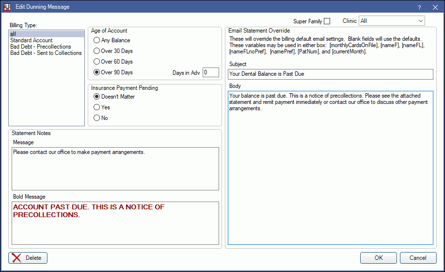 Open Dental Software Dunning Messages Open Dental Software Dunning Messages