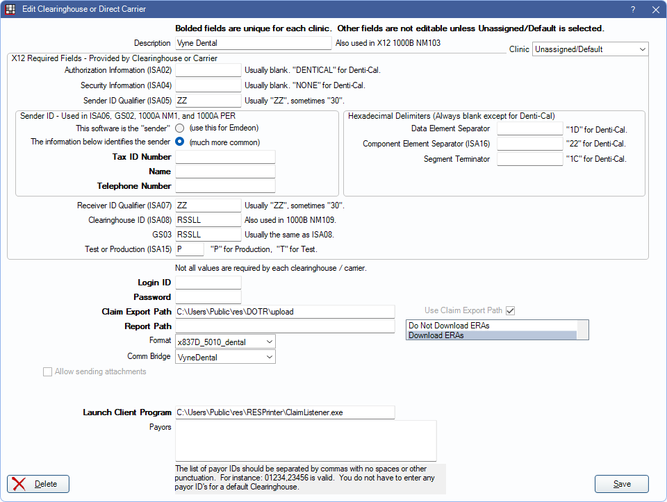 Open Dental Software ANS E Claims