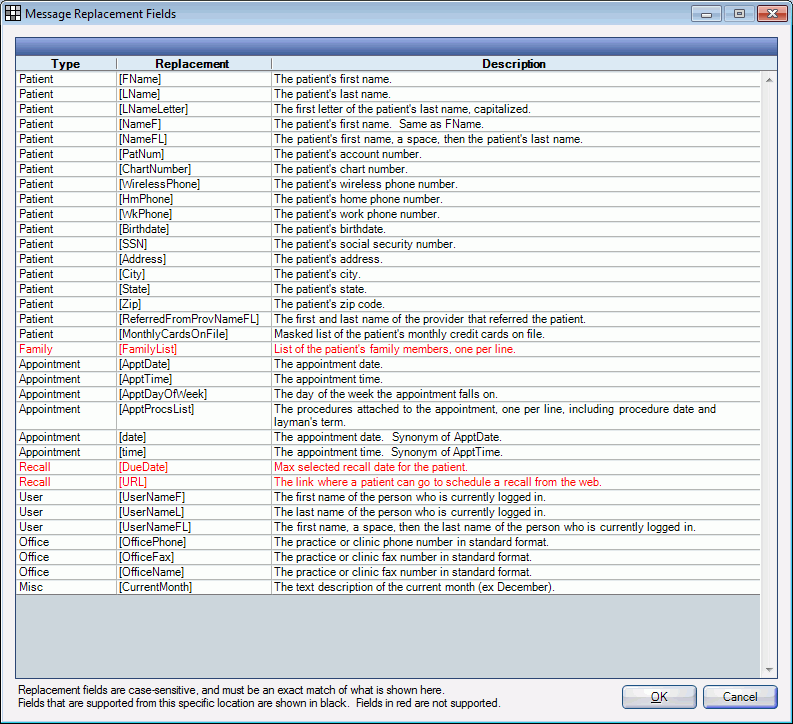 open dental software email templates phone message email template