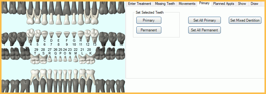 Deciduous Teeth Chart