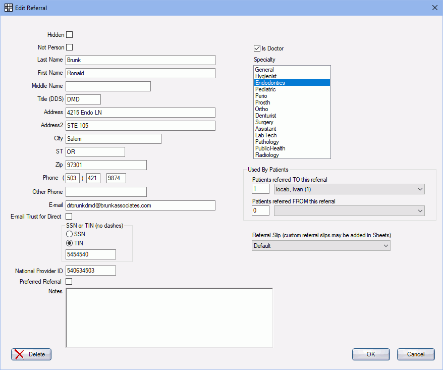 Open Dental Software Referral List