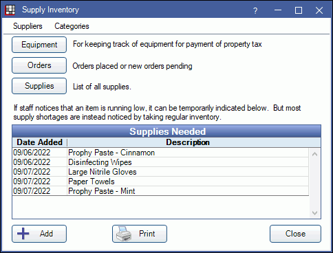 open dental software supply inventory supplies inventory