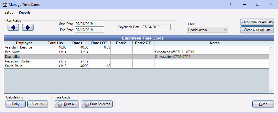 open dental software manage time cards employee time card